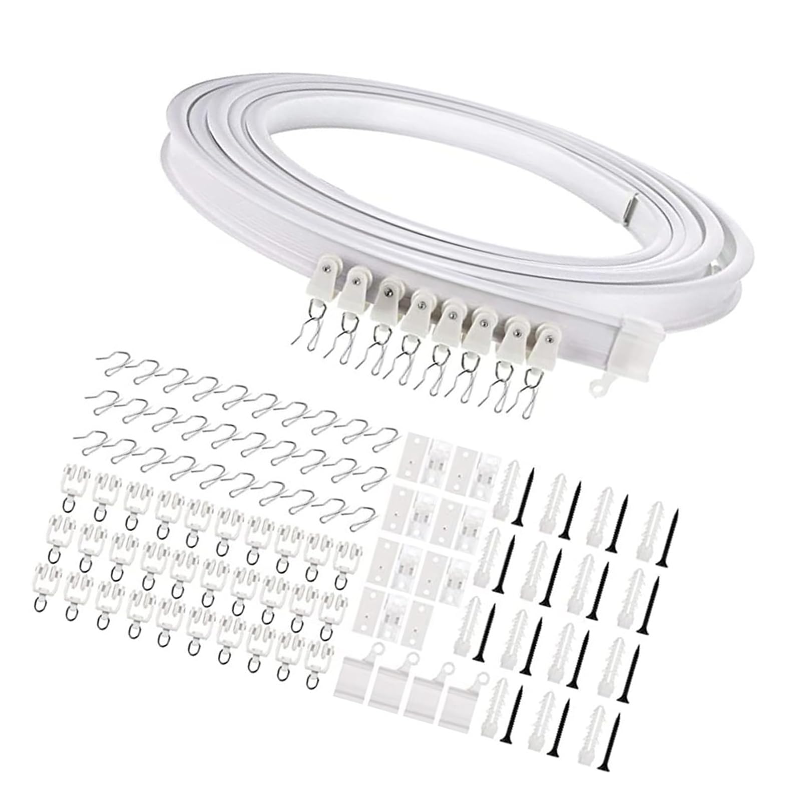 Tsophreniq Smooth Operating 5 Meter Ceiling Curtain Track with Rollers and Brackets Kits for Seamlessly Window Drapery Installation Quiet Glides Curtain Track