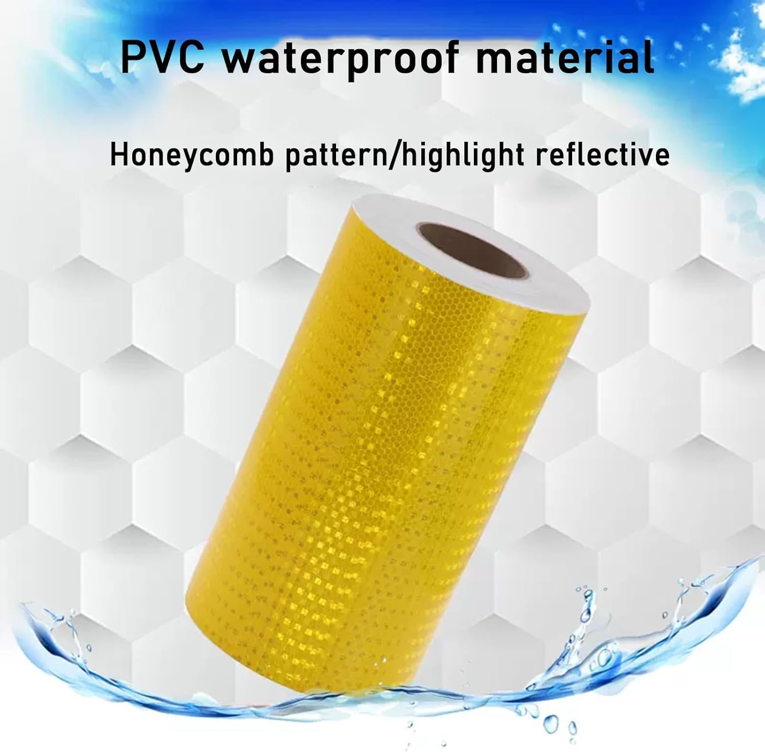 Taśma ostrzegawcza odblaskowa, Taśma ostrzegawcza odblaskowa, żółta, samoprzylepna, PVC, 50 metrów x 40 cm, 1 rolka