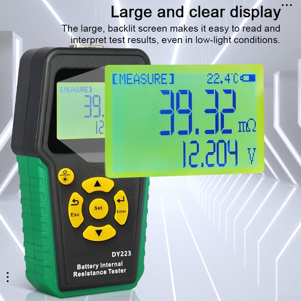 DY223 Analyseur de batterie, testeur de résistance interne et de tension avec écran Kelvin 4 fils, pour batteries 12 V EV et voitures