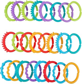 GARVALON 24 Peças Anéis De Mordedor Infantil Tubos De Dentição Para Bebês Anéis De Dentição Sensoriais Anéis De Dentição Brinquedos De Carro Brinquedos De Dentição Anel De Conexão Redondo