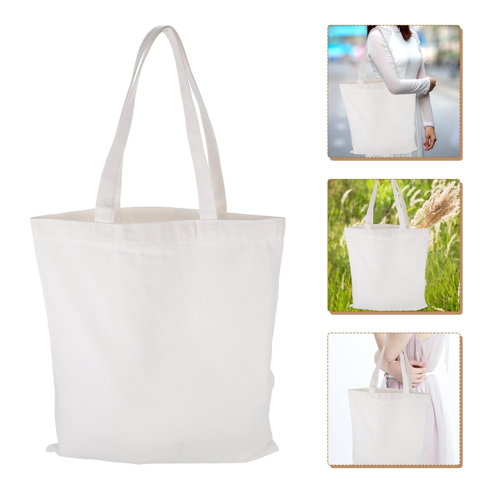Operitacx 10 Piezas Bolsa de Mano de Lona de Color Claro Reutilizable y Ligera para Compras, Sublimación y Pintura Personalizada, Adecuada para IR de Compras Centro Comercial