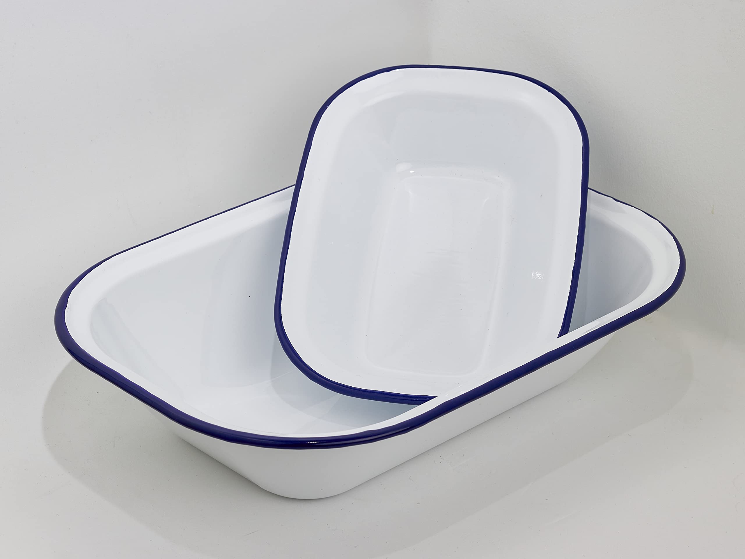 Set/2 Bandejas azafate rectangular de acero esmaltado 40x29x9H//28x20x6H