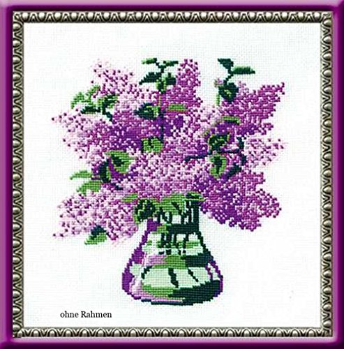 Image of RIOLIS - Bunch of Lilacs 603, Floral Cross Stitch Kits 7 inchx7, Cross Stitch Kits for Beginners & Advanced, Crossstitching Kits Adult, Counted Stitching Kits, Flowers Embroidery Kit
