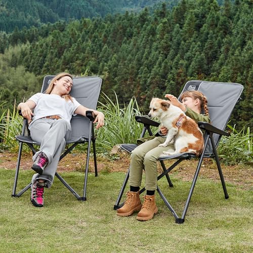 TIMBER RIDGE 2er Campingstuhl Faltbar Hohe Lehne mit 3 Positionen verstellbar Klappstuhl Camping 160kg Breiter Sitz 57m Camping Stuhl Gepolstert für Balkon Wohnmobil Garten Festivals Events
