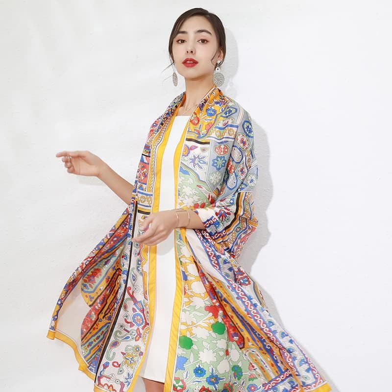 DANA XU Women's 100% Mulberry Satin Silk Pashmina Shawl Wraps Extra Large Floral Scarf for Evening Dresses, Soft Oversized - Image 9