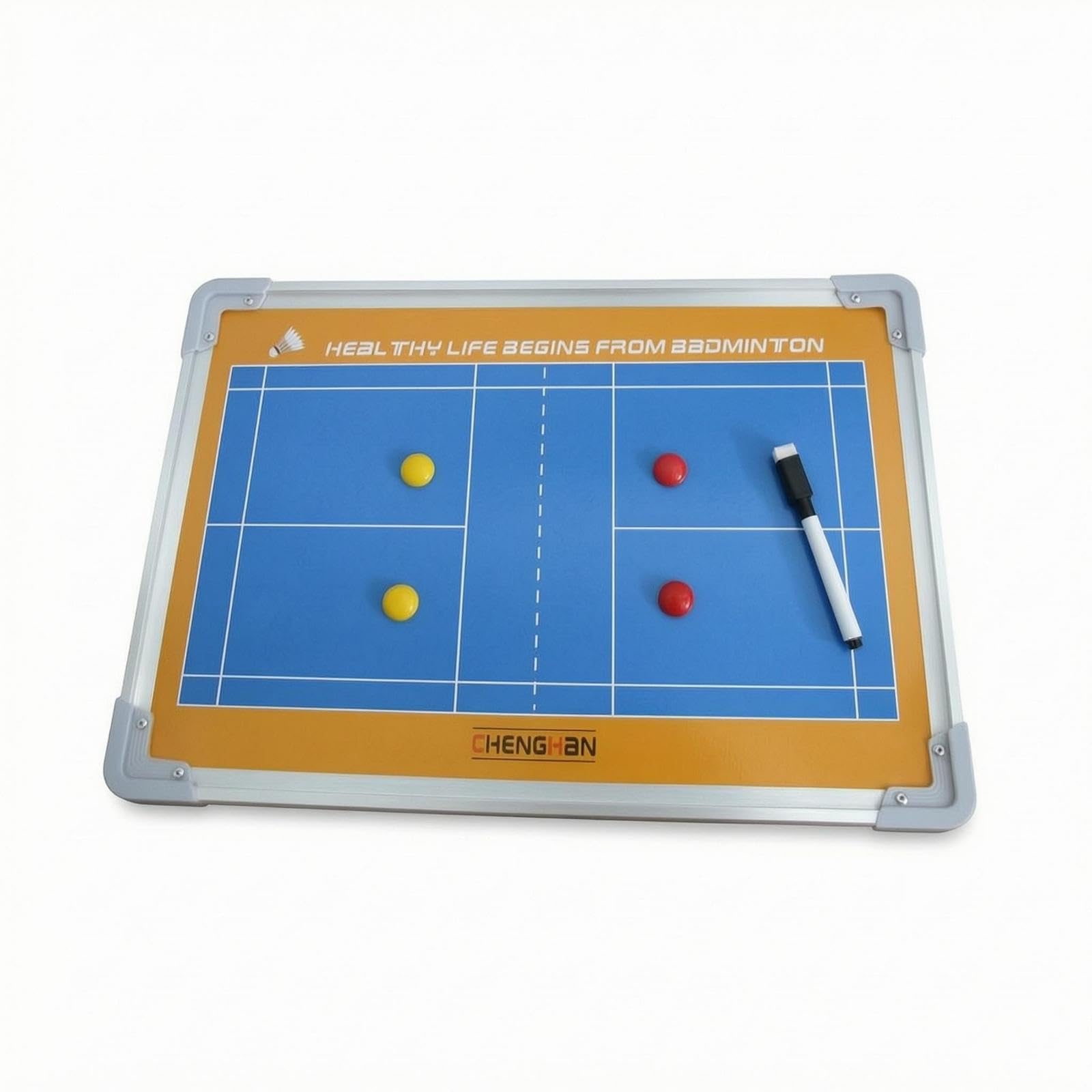 Wipe-Clean Board Printed Court Markings Board Surface Athletic Equipment for Coaches, Strategy Planning, Team Practice Blue Badminton Al|Sporting Goods| Fitness Run-image-8