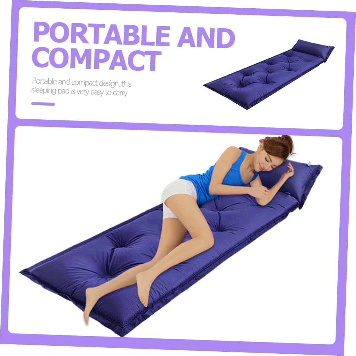 POPETPOP Colchoneta Inflable para Acampar Autohinchable Resistente al Agua Portátil Ligera Bolsa de Almacenamiento para Exteriores y Senderismo
