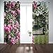 Tende per finestre lunghe, tende per porte e finestre Rose inglesi che si arrampicano su traliccio in roseto Tende oscuranti per finestre per amici di famiglia Bambini 2 pannelli Tende per finestre