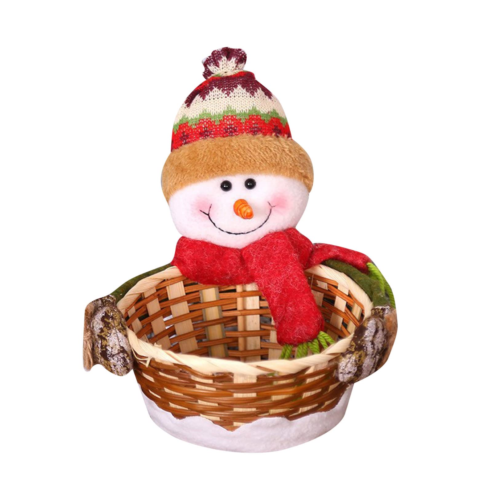 Dempiire Christmas Candy Storage Basket Santa Snowman Candy Woven Holder Basket Christmas Candy Bowl Candy Dish for Holiday Table Desk Decoration Gift for Home Decor (A1)