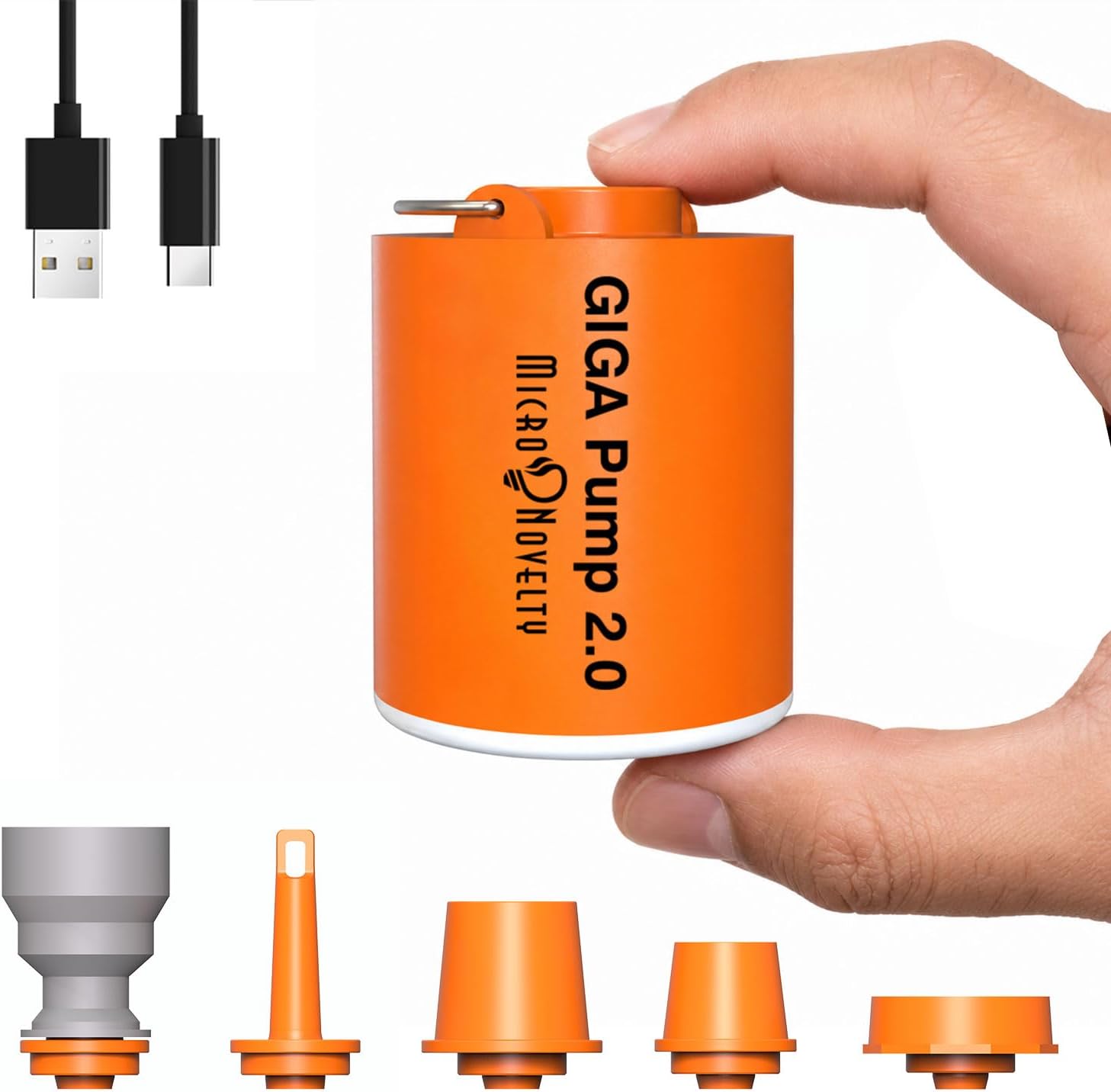 GIGA PUMP Portable Air Pump for Inflatables, Ultra-Light 2.8oz Rechargeable Mini Air Mattress Pump with Camping Light, Inflate Deflate for Air Mattress,Pool Floats, Vacuum Storage Bags