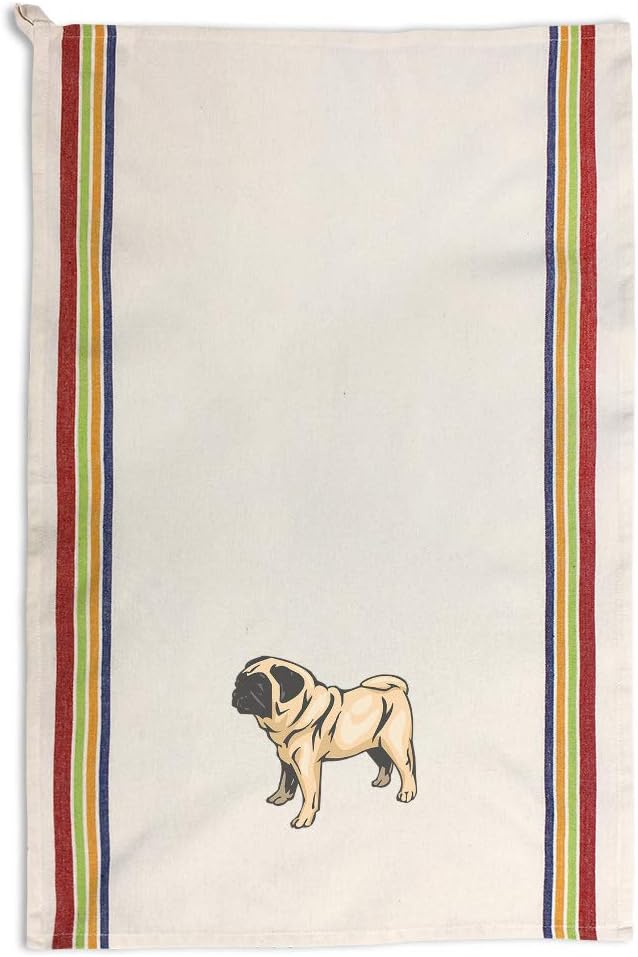 Custom Decor Kitchen Towels Pug Pets Dogs Cleaning Supplies Dish Towels Multi Stripe Design Only