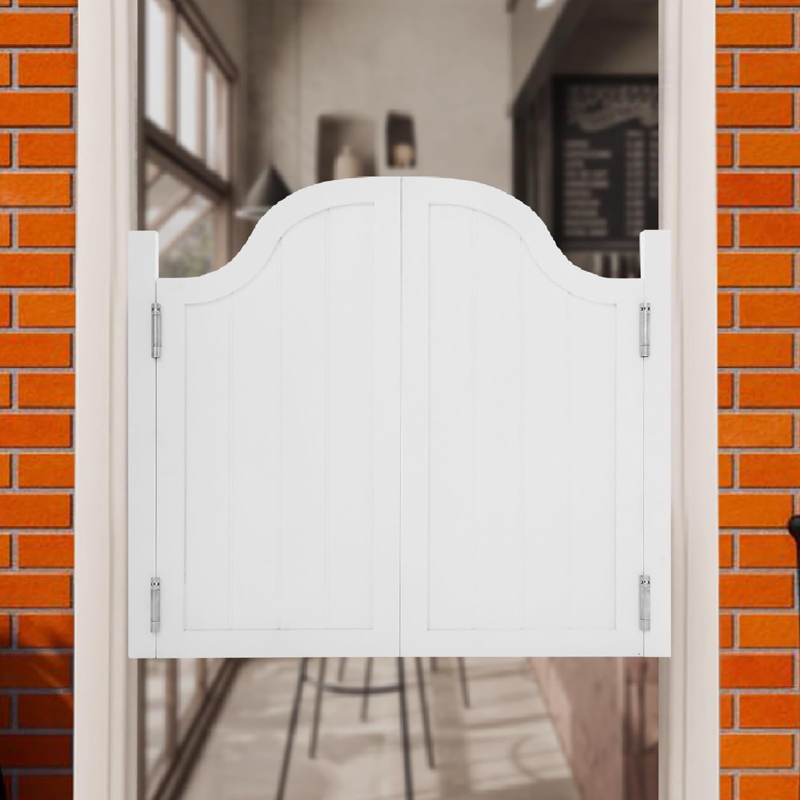 Porte Oscillanti Bar Saloon Door,Saloon Legno Interno, Ingresso Bancone Bar Porta A metà Strada, Ingresso E Uscita Chiudono Automaticamente La della,Bianca,90x90cm