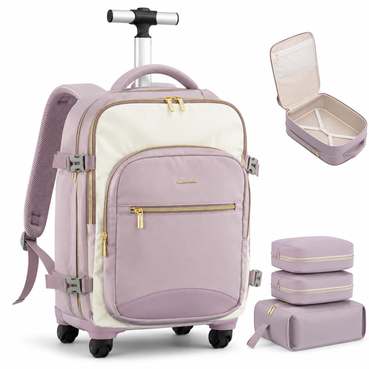 LOVEVOOK Rolling Backpack with Wheels, Carry On Luggage for Women