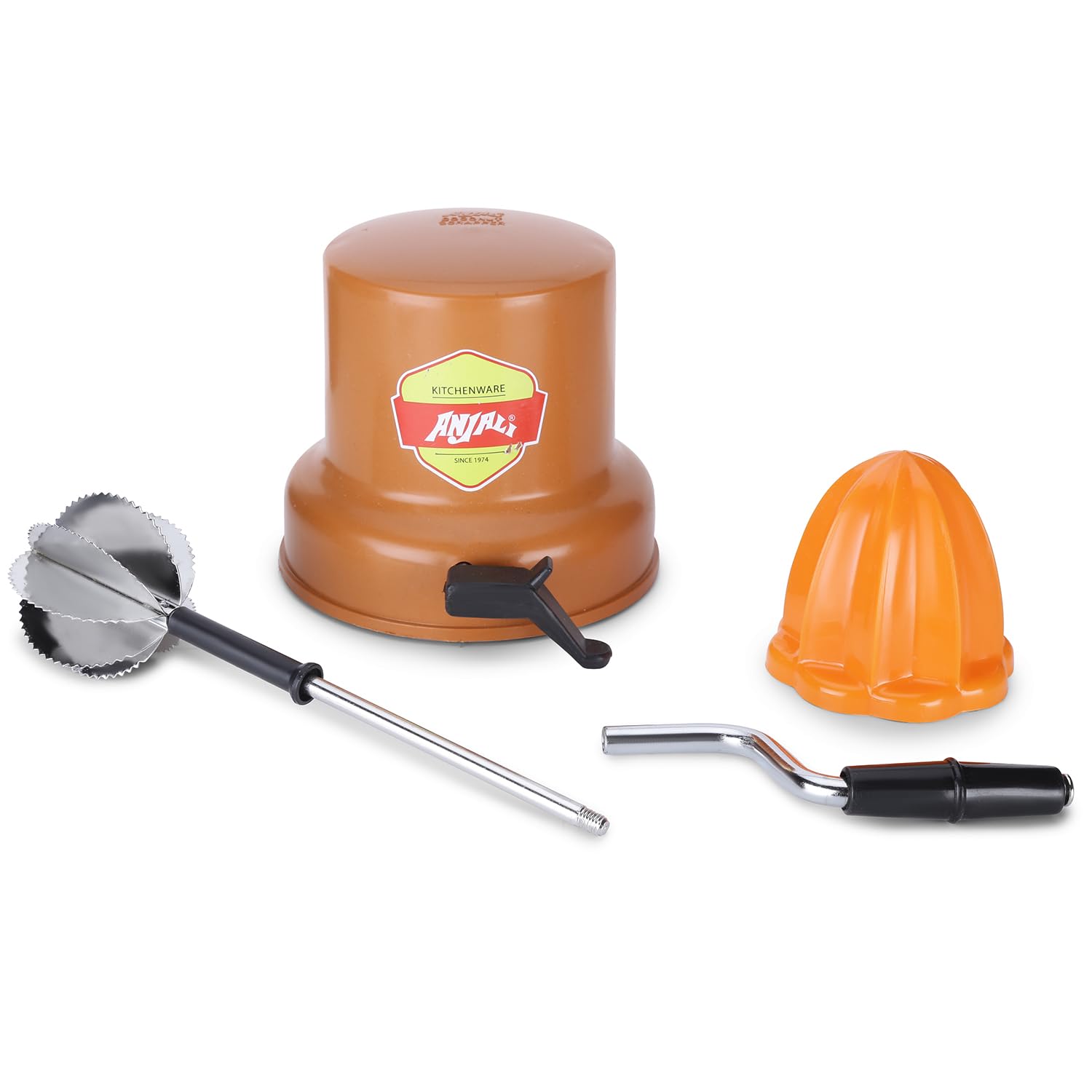 Anjali Premier Stainless Steel Vacuum Base Coconut Scraper with Free Juicer Attachment - Durable and Efficient Kitchen Tool for Scraping Coconut-Orange CO05 - Image 4 thumbnail