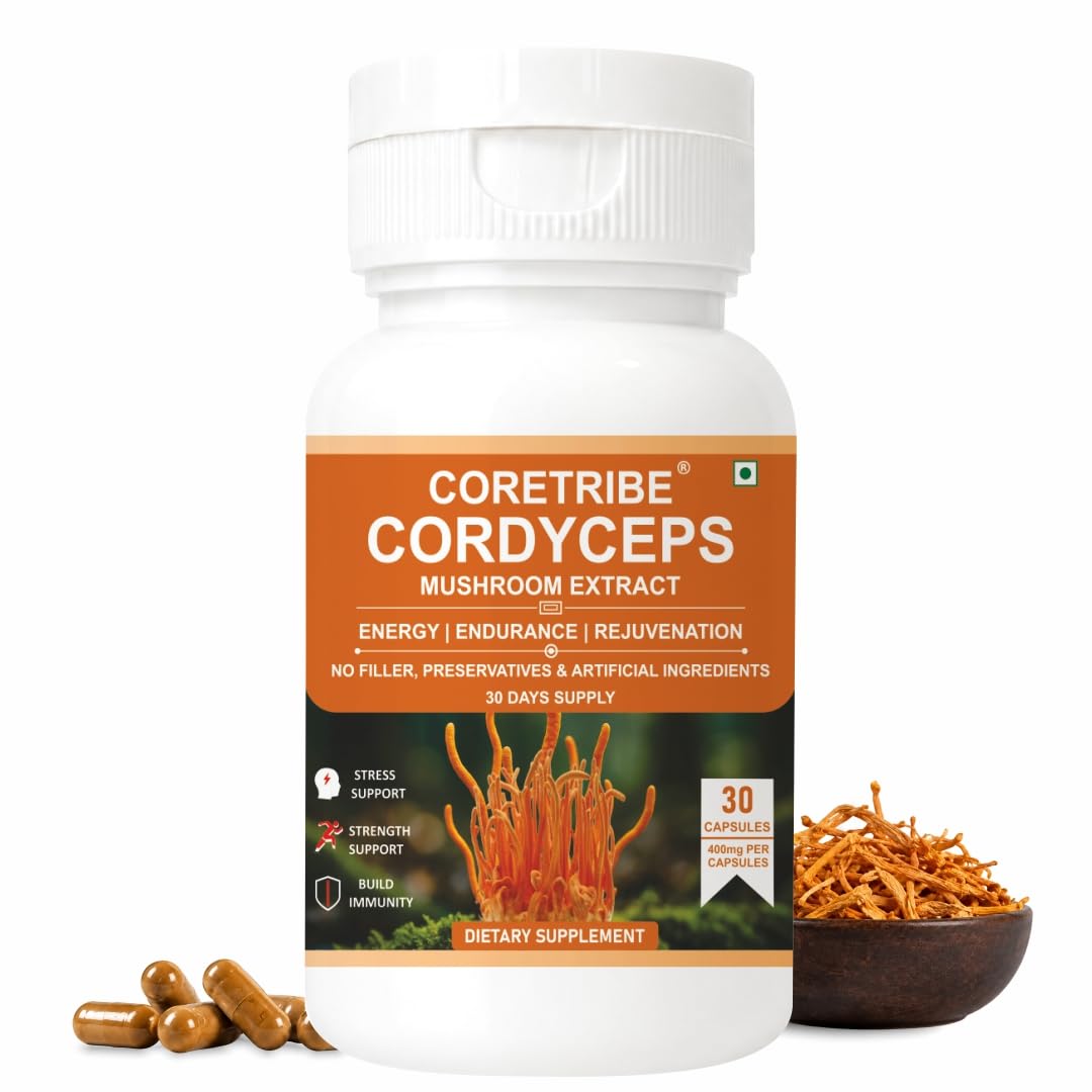 Coretribe® Cordyceps Militaris Mushroom Extract Capsules |Strength|Focus, Superfood Supplement,| Vegan, Non-GMO, 30 Count .for Optimal Health Benefits, 100% Authentic Cordyceps Easy-to-Swallow — Amazon image 2