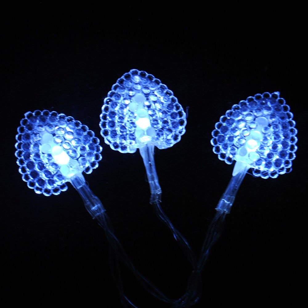 LightsGo USB Powered 20 LED 2M Hearts shape Indoor LED Fairy Lights for PC, MAC, Phone charger (Cool White)