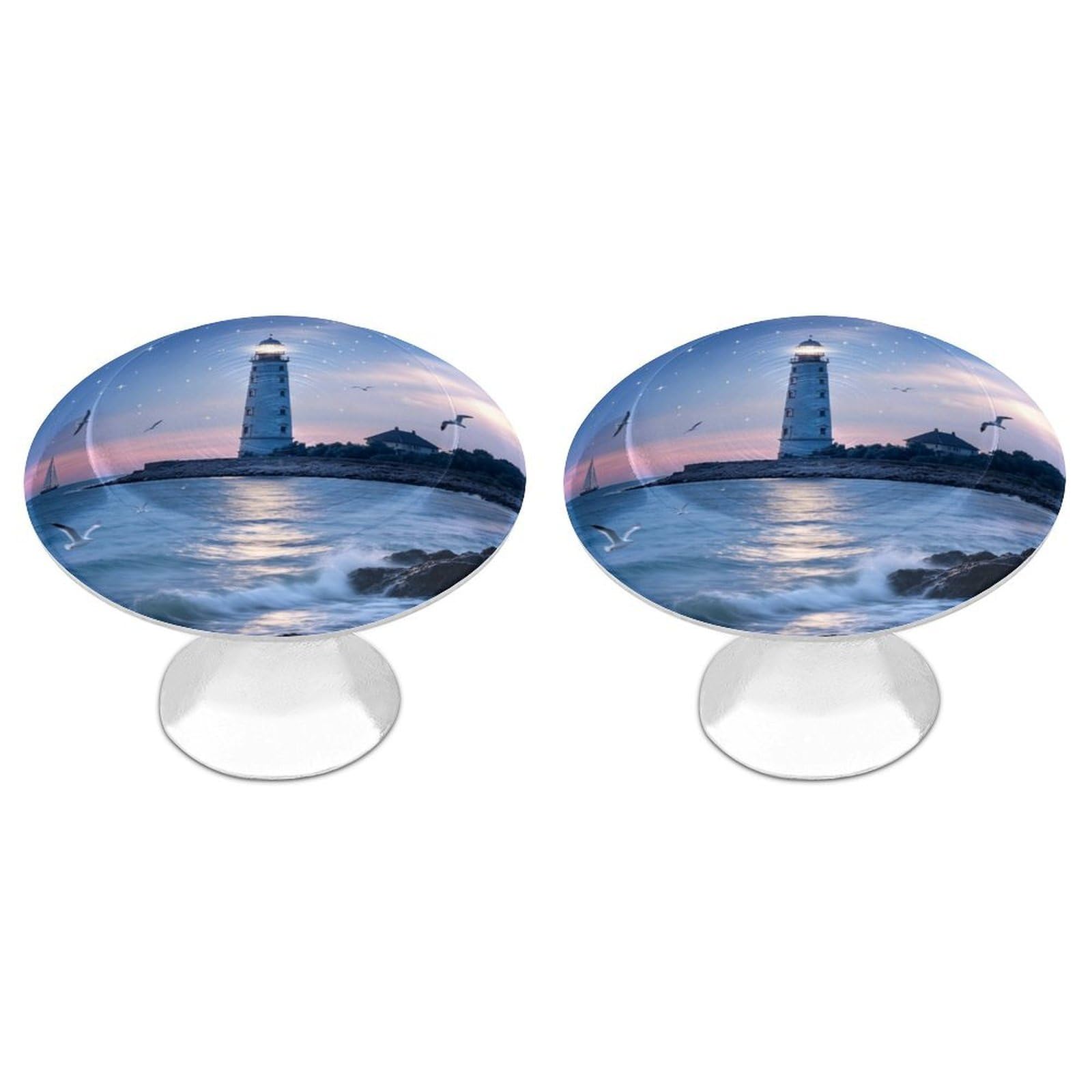 Btcowzrv Style Lighthouse At Night 2 Pack Cabinet Knobs Drawer Pulls