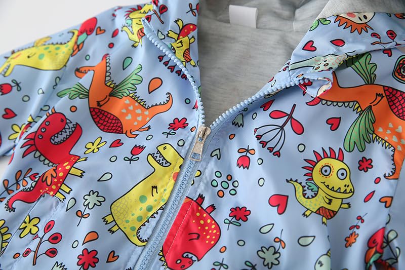 Feidoog Boys Lightweight Jacket Kids Cartoon Outerwear Windbreaker Zipper Hooded Jackets Coat2