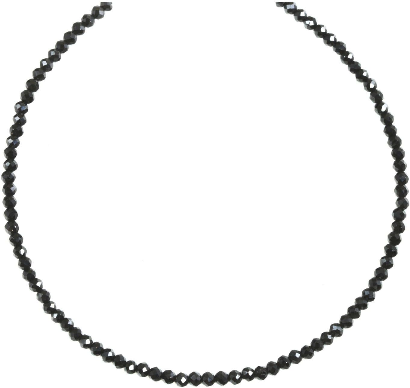 Black Spinel Necklace Faceted Rondelle Beads with 24k Gold Plated Claps 3.50 mm Approx Beads Natural Faceted Classic Simple Full 18 Inch Necklace.
