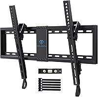 PERLESMITH PSLTK1 UL Listed Tilt TV Wall Mount for 37-85 Inch TVs, 132 lbs Capacity, Low Profile 1.2" Bracket, Fits 16-24" Studs VESA 600x400mm