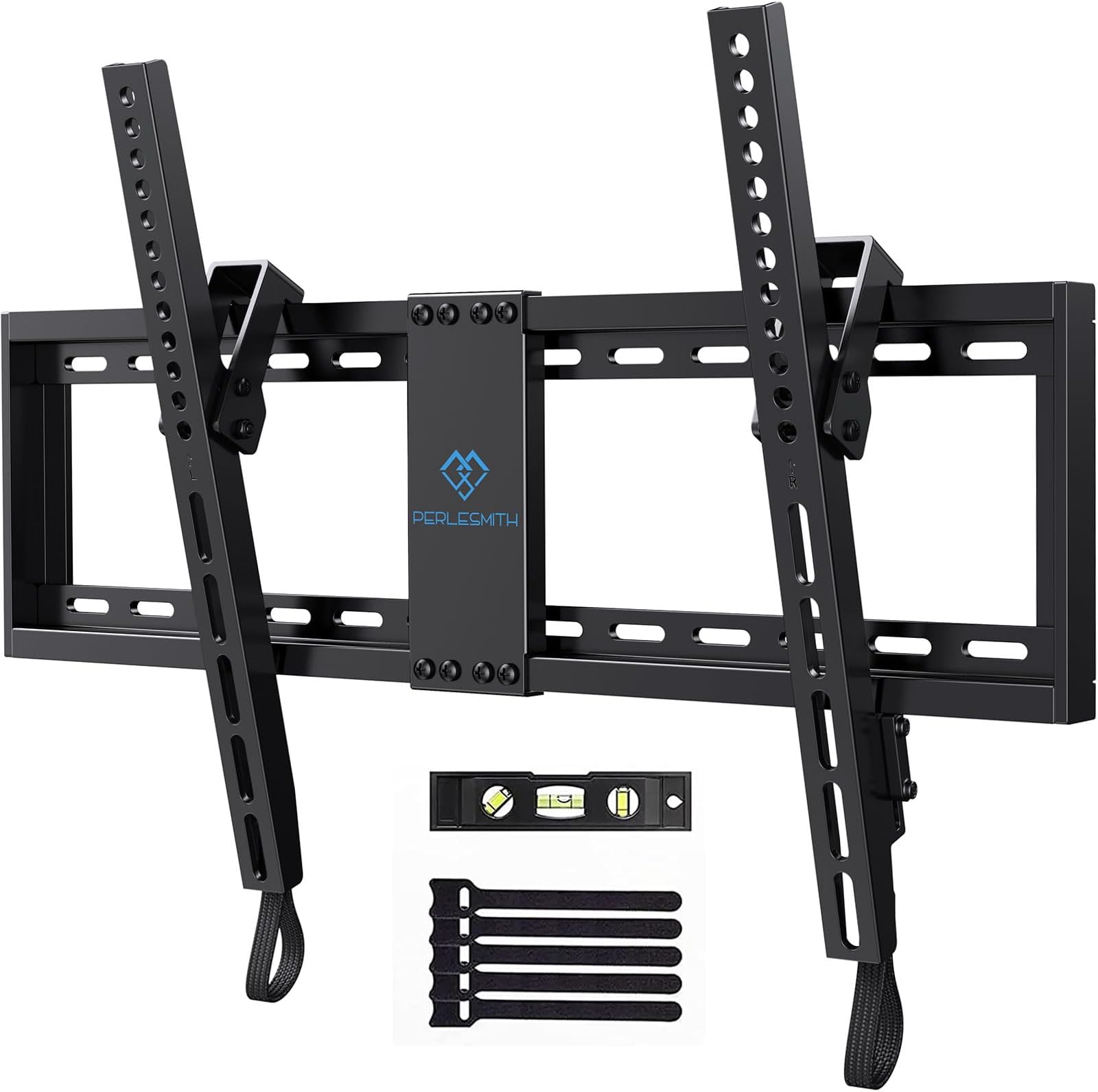 PERLESMITH Tilt Low Profile TV Wall Mount Bracket for Most 32-70 inch LED, LCD, OLED and Plasma Flat Screen TVs - Fits 16”- 24” Wood Studs, Tilting TV Mount with VESA 600 x 400mm Holds up to132lbs