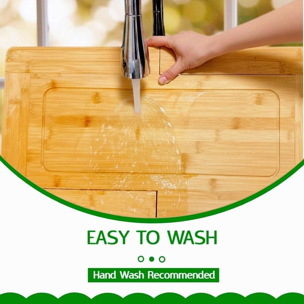 Upgraded mortise-and-tenon joints in 2026，Kitchen Over The Sink Cutting Board - Expandable Cutting Board Over Sink, Bamboo Cutting Boards with Juice Groove - Image 3