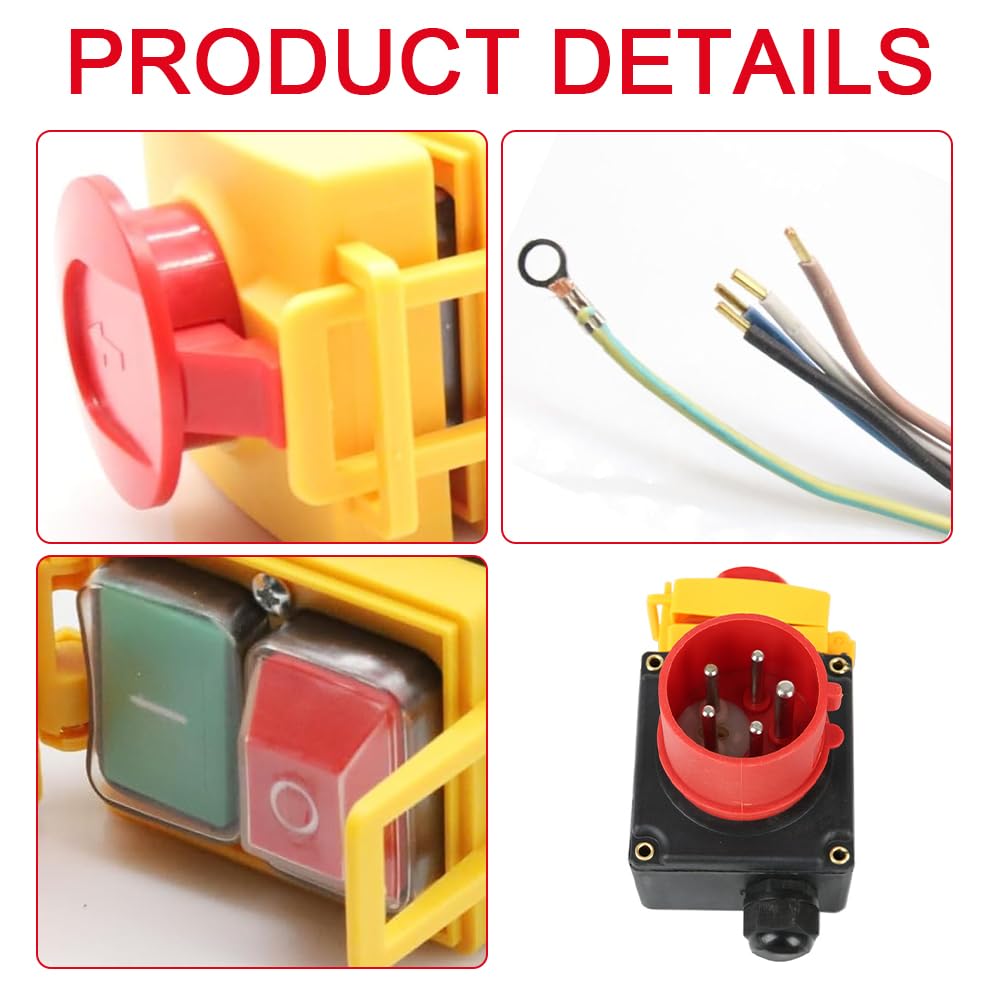 Interruttore Impermeabile 400v, Interruttore di Arresto di Emergenza Trifase con Spina CEE, 400v Interruttore Impermeabile con Spina CEE, Compatibile con KEDU KOA7