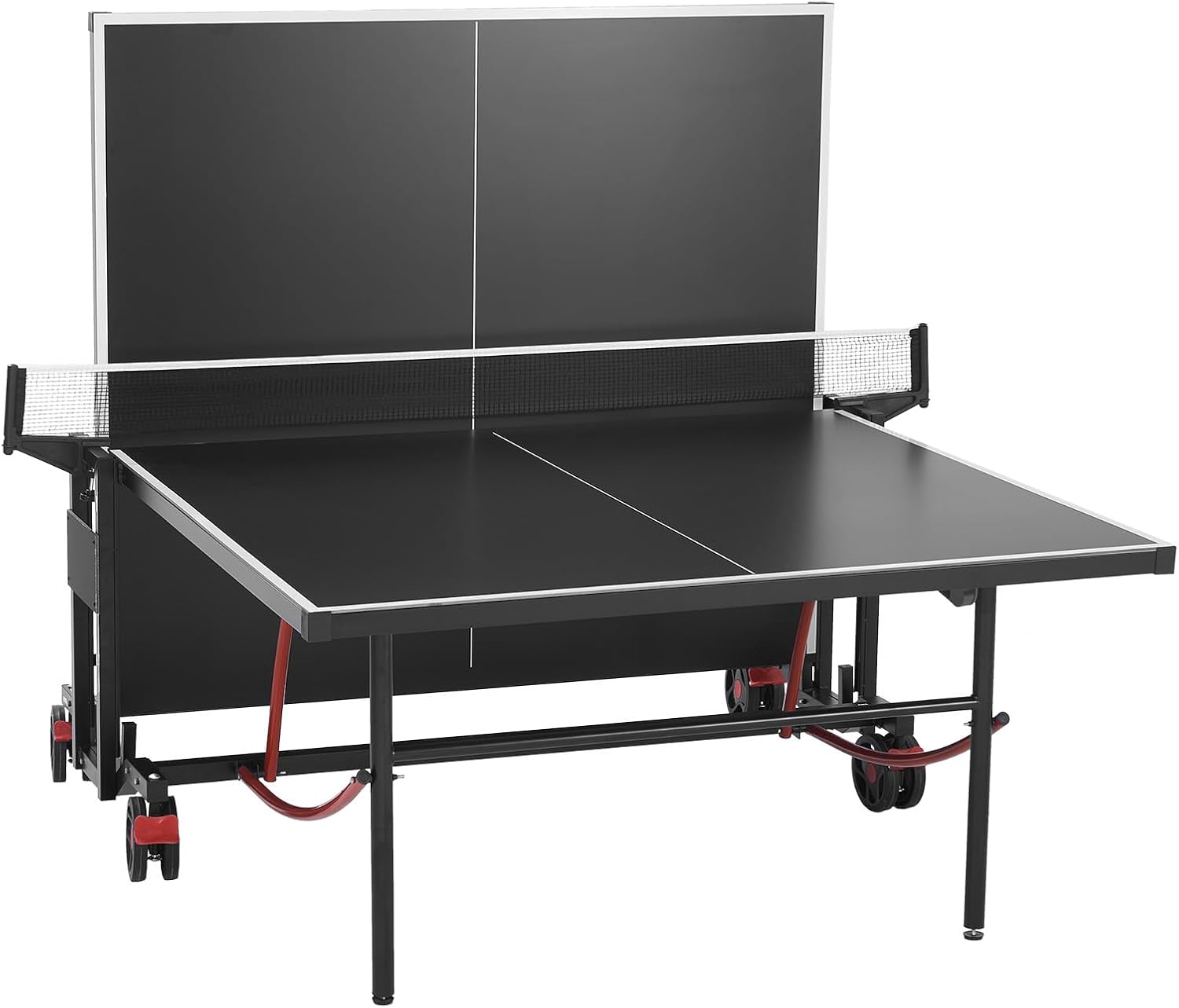 Happybuy Ping Pong Table, Professional Table Tennis Game, Indoor/Outdoor All Aluminum Table Tennis Table, Portable Foldable Table with Quick Clamp Net & Large Lockable Wheels, 10 Minute Assembly