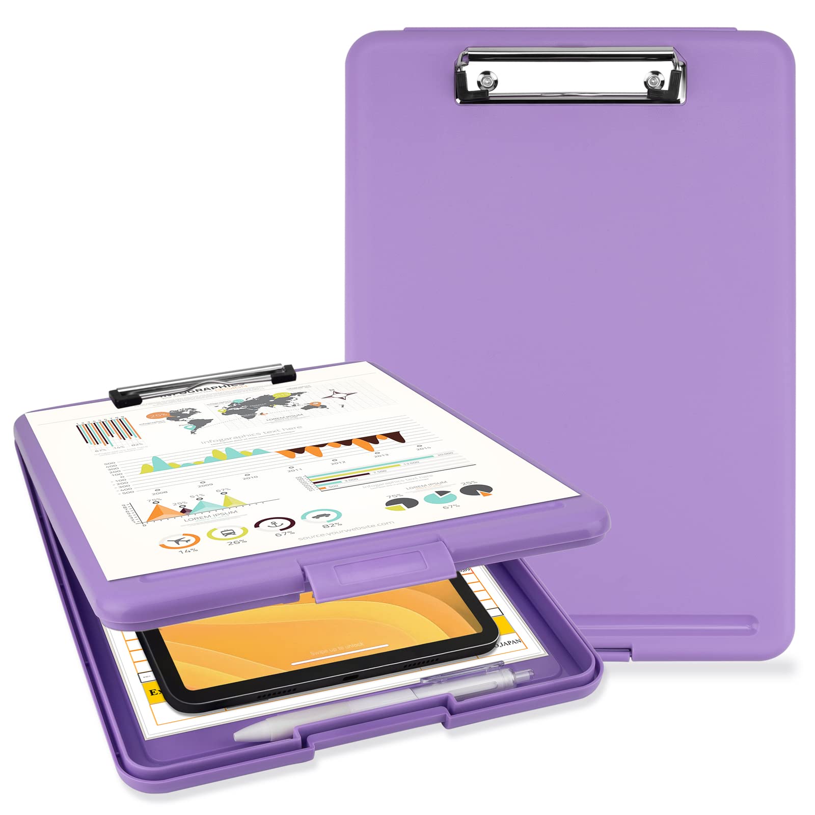 Pechor Clipboard A4, Clip Board Plastic with Storage, Nursing Clipboards Folder with Compartment Organizer