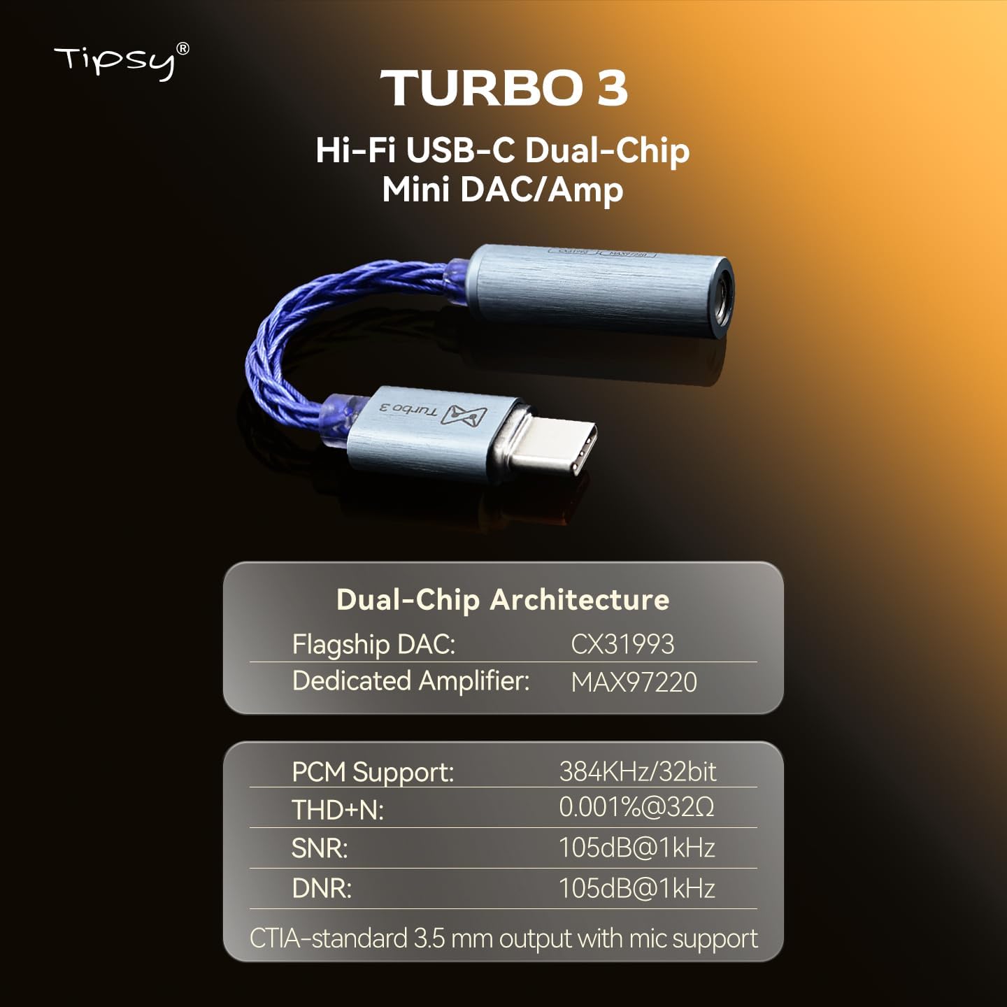 Tipsy M3 IEM + USB‑C Dual‑DAC Adapter Bundle — Plug‑and‑Play Hi‑Fi, 1DD+2BA Clarity + Powerful Bass