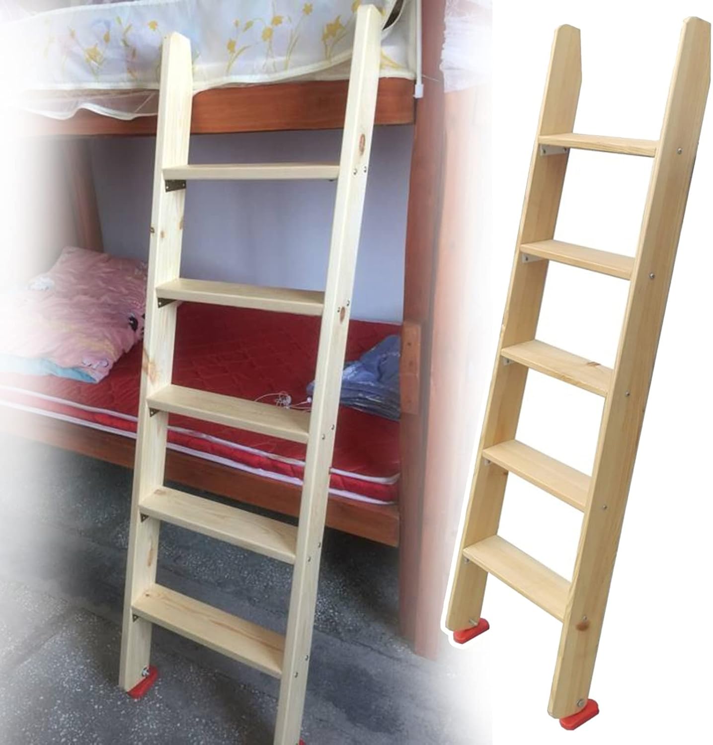Loft Bunk Bed Ladder Indoor, Retro Farmhouse Dorm Wood