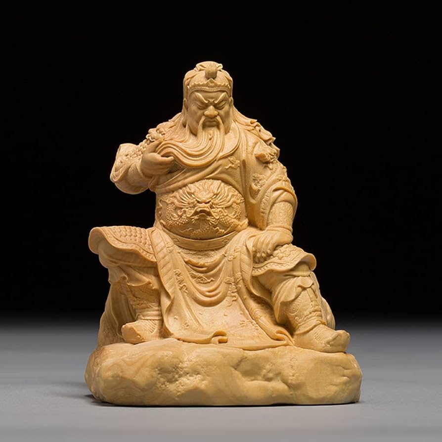 ツゲの木彫り 関羽像 三國武将シリーズ 関羽 関雲長 武神 木製