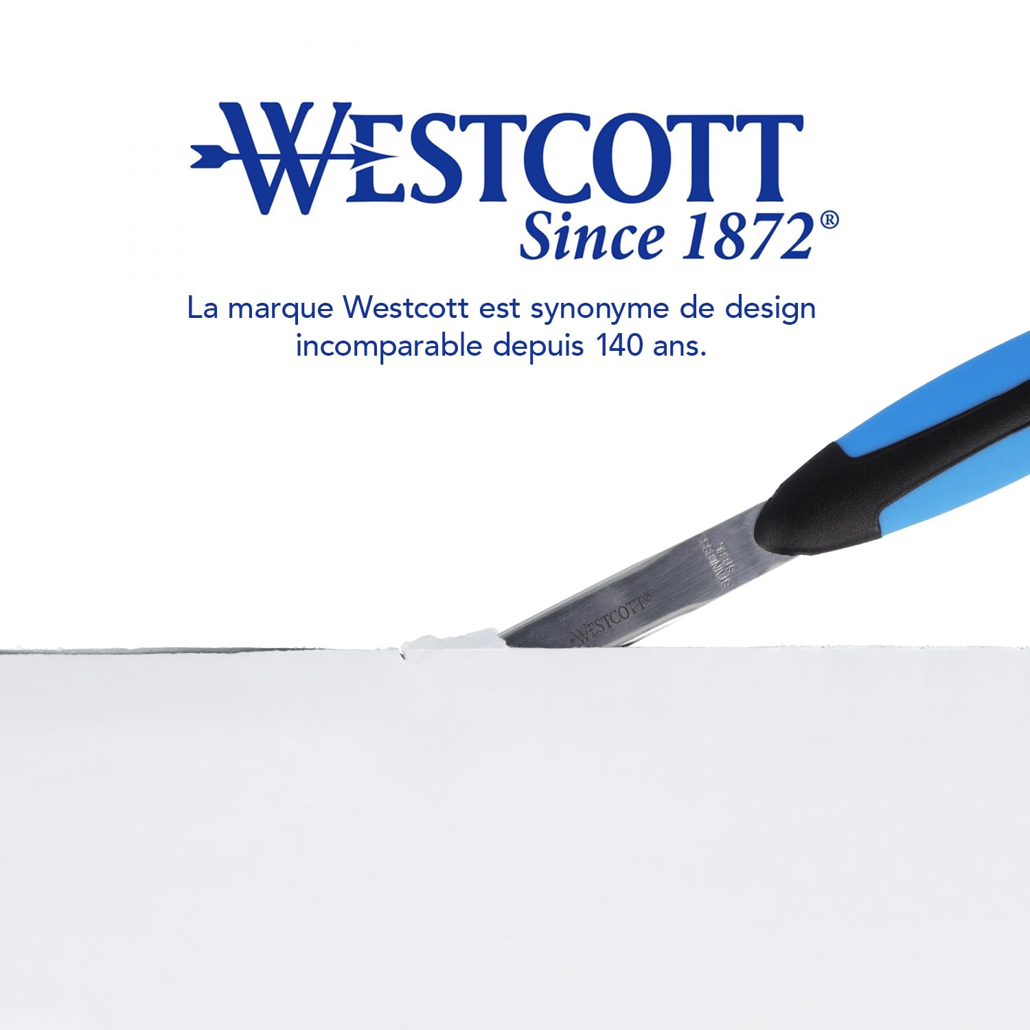 Westcott Coupe-papier avec lame en acier inoxydable et poignée Softgrip ergonomique