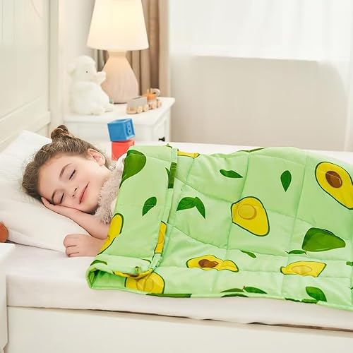 Miniatura 5 de yescool - Manta con peso de 3 libras, manta de regazo con peso refrescante de aguacates verdes para dormir, manta con peso, transpirable, regalo