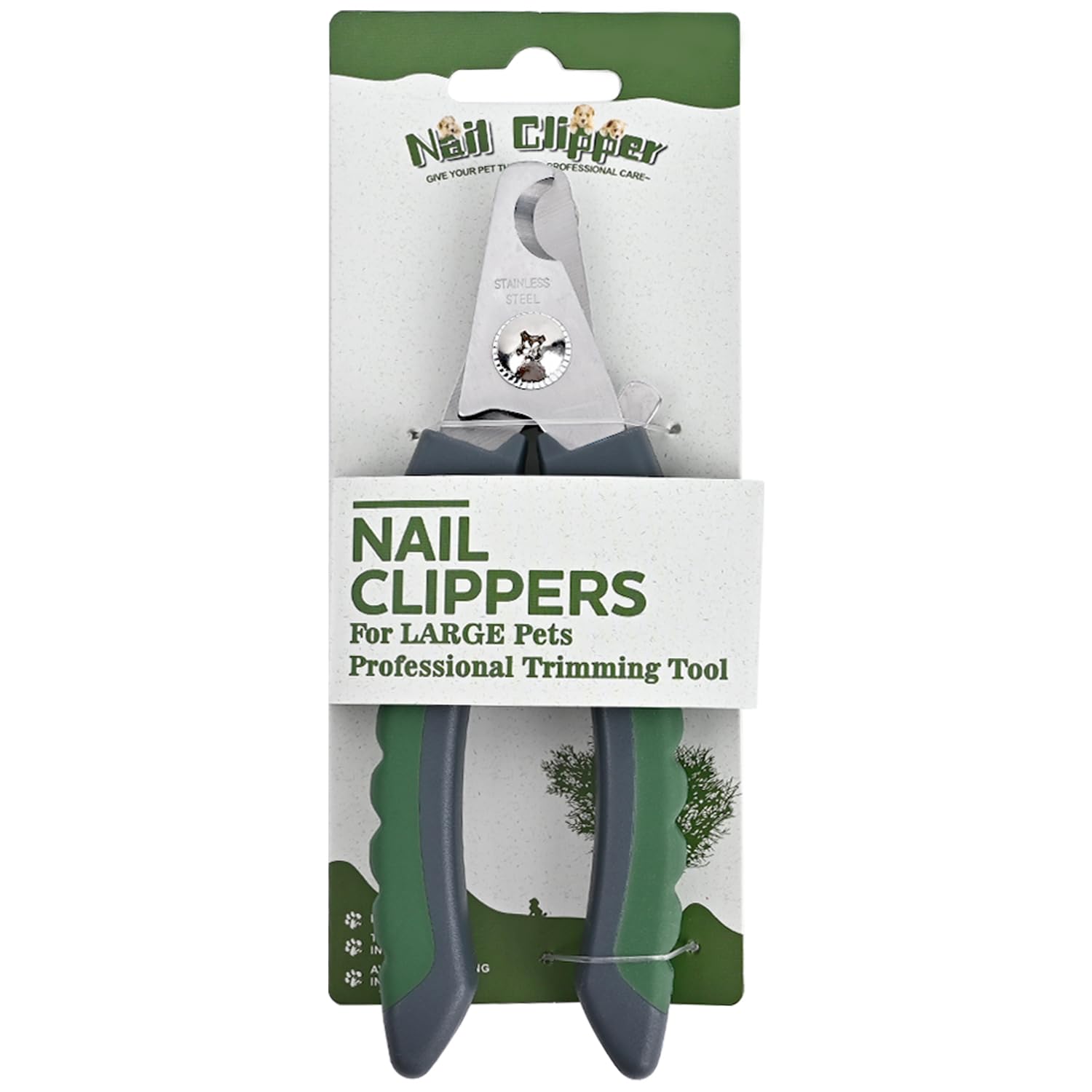 TIHNY Dog Nail Clippers Heavy Duty Pet Nail Trimmers Professional Stainless Steel Blade Big Breed Dog Claw Cutter Non-Slip Green Handle German Shepherd LabοΌLοΌ