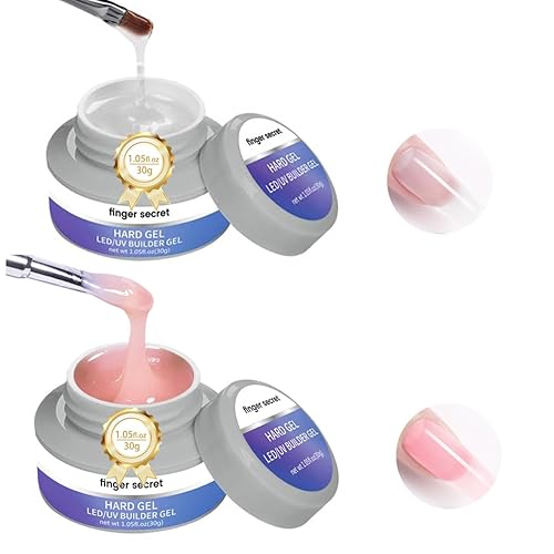 Gel constructor de gel duro para uñas, fuerte y duradero, esculpir en 3D nude para extensión de uñas, 2 onzas (transparente y nude, 1 onza x 2)