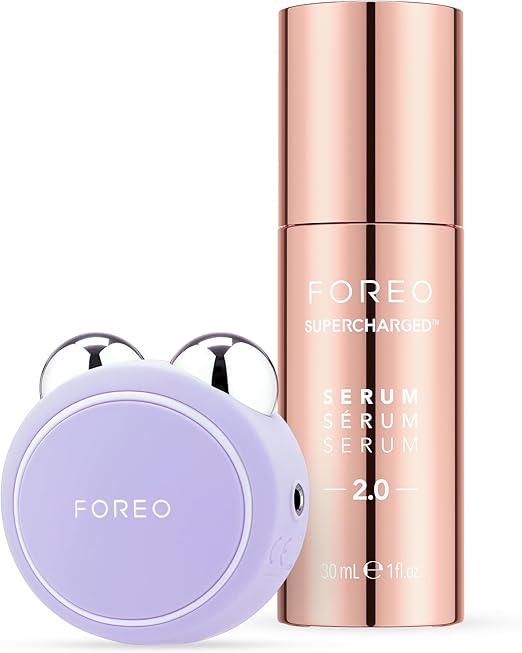 FOREO Firm & Fabulous, BEAR mini Lavender + Serum Serum 30 ml | Massaggiatore viso antirughe con microcorrente | Prodotti di skincare viso | Set regalo | Regalo donna