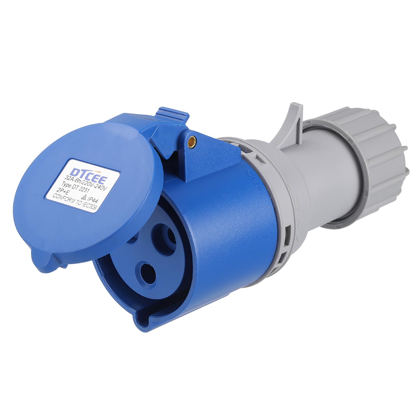 sourcing map 220-240V 3 Pin CEE Industrial Socket Connector, 32A 2P+E IP44 Waterproof Female Connectors Activity Sockets for Industry Aviation