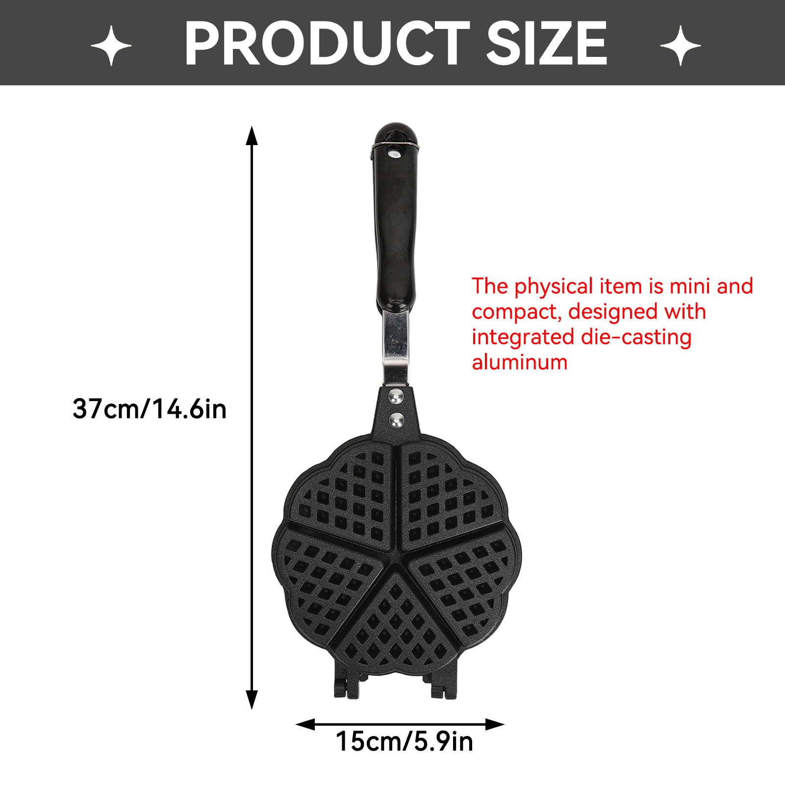 Cyrank Waffle, Double Plat D'aluminium Mini Waffle Petit-déjeuner Portable Sandwich, Grille-pain Pour La Cuisine Familiale