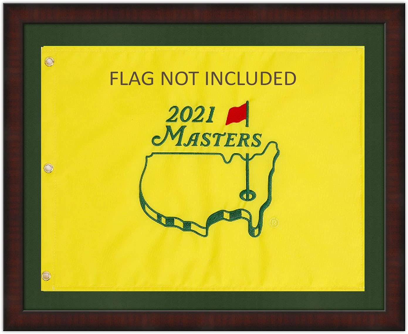 16x20 Mahogany Color Golf Flag Frame, Moulding brn-002, NEW Fairway Green Mat (holds 13x17 Masters Golf Flags; flag not incl) UPDATED JULY 2025