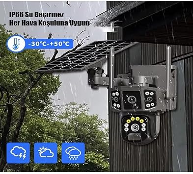 Anunnaki Solar Kamera Güneş Enerjili 1080p Full HD Çift Kameralı Extra Led Alarm Ses Akıllı Güvenlik Kamerası