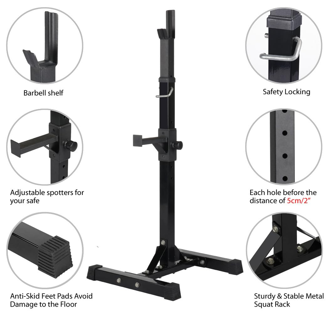 Abician Cages de Squat, Rack Squat Repose Haltère Réglable 14 Niveaux Repose Barre Musculation Supports Charge Max.250 kg Rack Musculation Noir