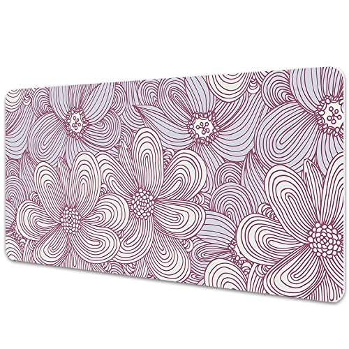 Sous-main de bureau gaming 90x45cm fleurs doodle tapis vinyle decormat