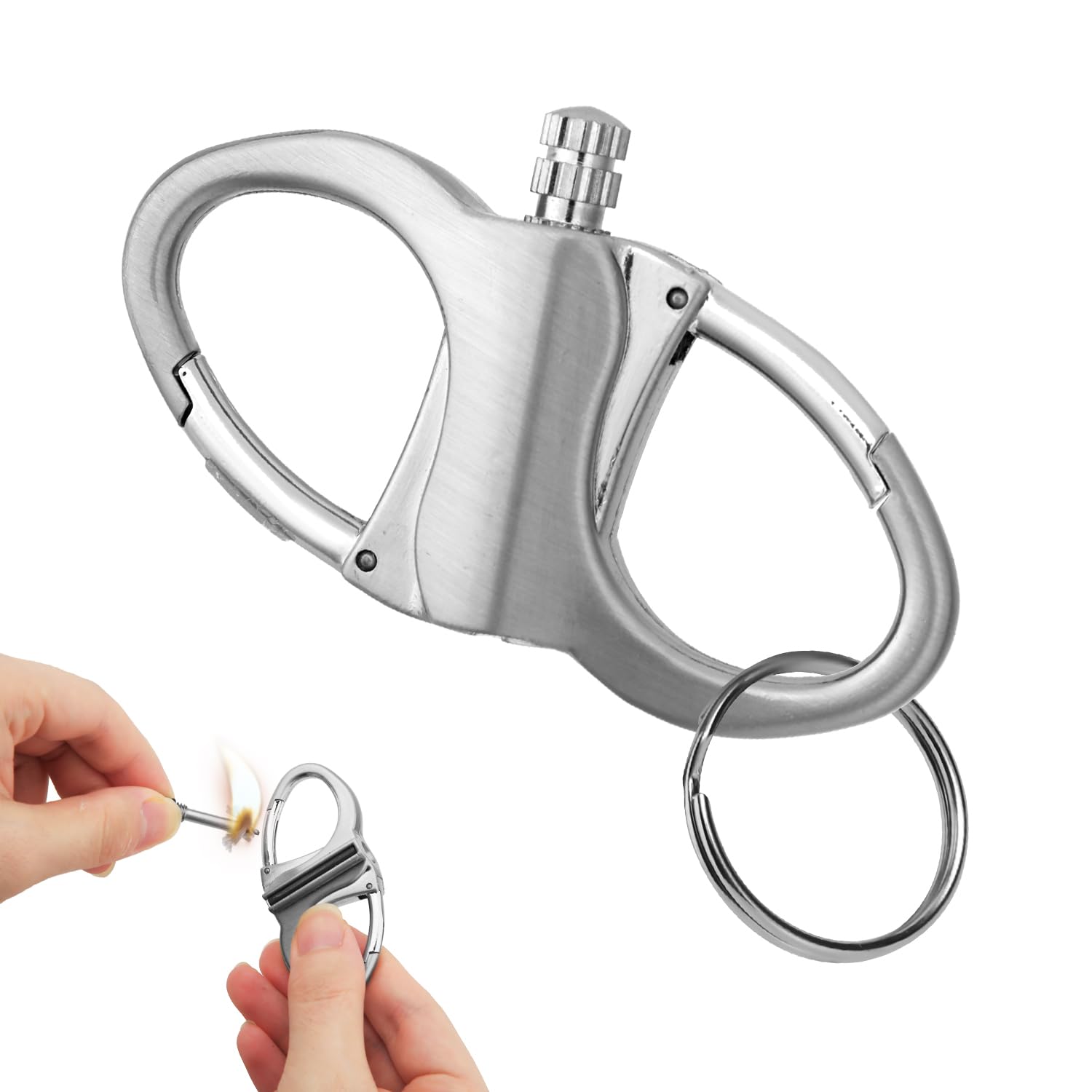 Metal Keychain Lighter New Mini Waterproof Lighters Key Chain Permanent Match Infinity Kerosene Refillable Lighter Fire Starter for