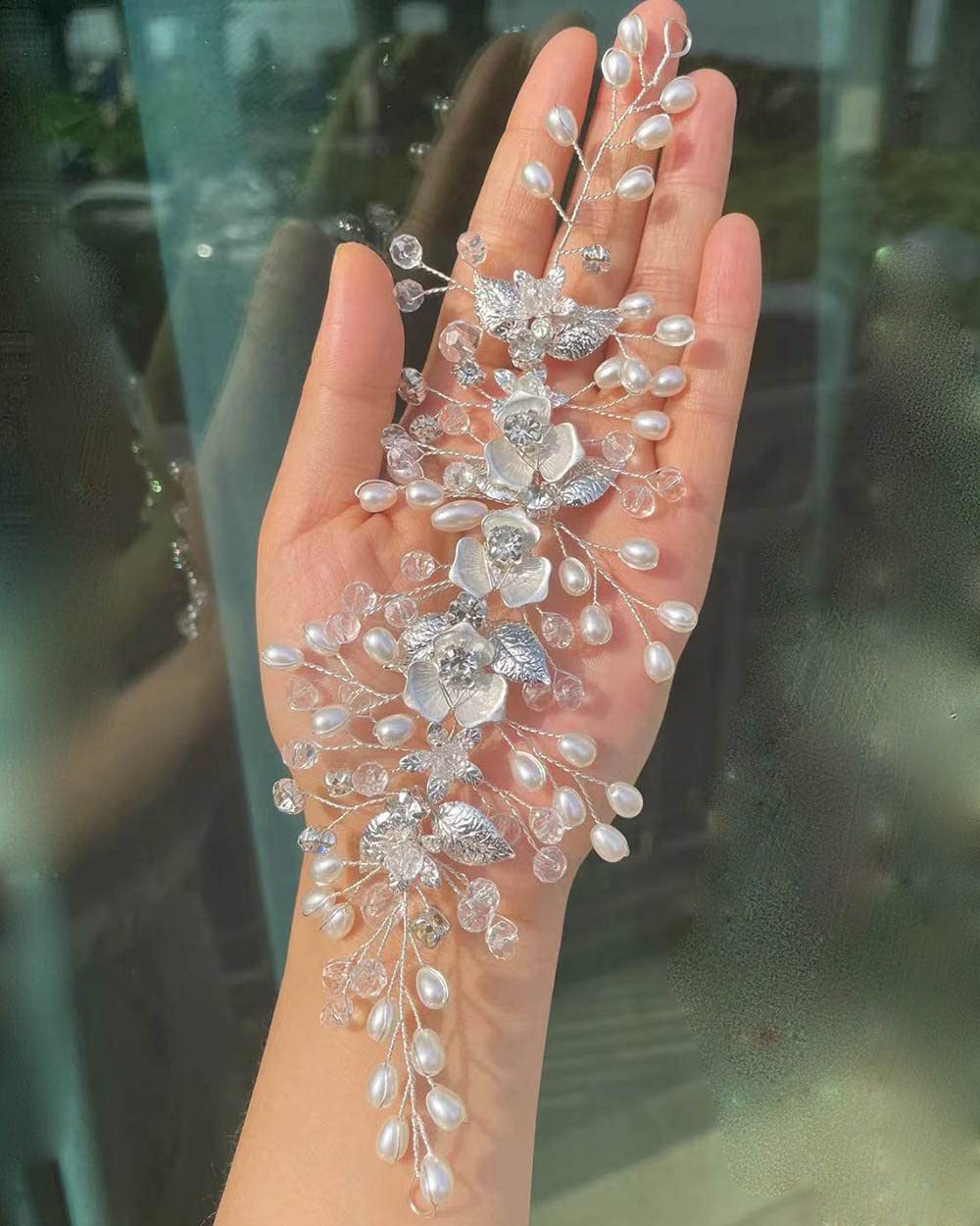 Fascia Per Capelli Con Stelle E Strass Argento – Cerchietto Con Perle Per Donne E Ragazze – Copricapo Da Sposa - 4