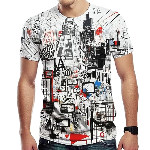 Men's Artist Street Letter Graffiti Markers T-Shirt Shirts 3D Printing Graffiti Graphic Shirt Tee Top4
