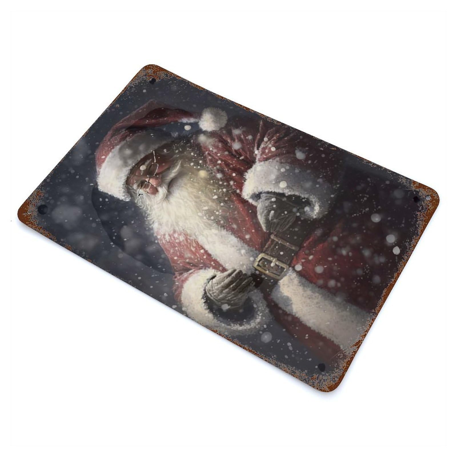Vintage Rust Metal Sign Santa Claus III 11.8"x7.9", Novelty Wall Decor for Garage, Bar And Workshop Decor