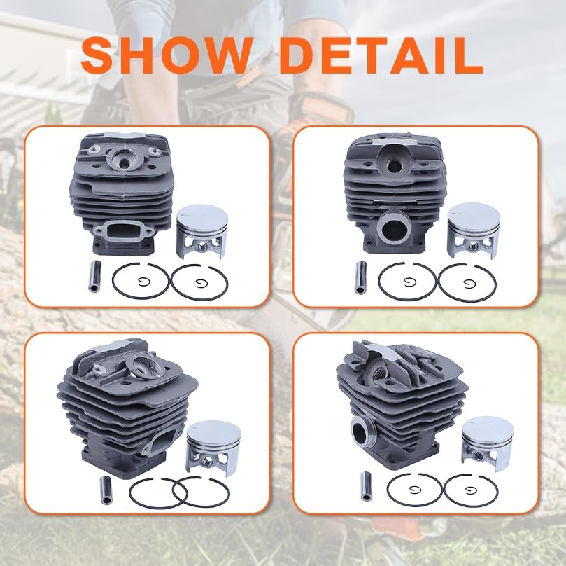 48mm Cylinder Piston Kit for Stihl 034 034AV 034SUPER 036 MS360#1125 020 1215, Piston Kit, Cylinder Gasket, Muffler Gasket, Spark Plug, Needle Bearing, Decompression Valve