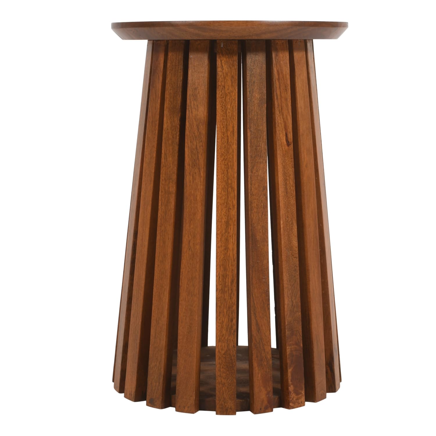 Indian Hub Slatted Side Table - Mango Wood - L35 x W35 x H55 cm