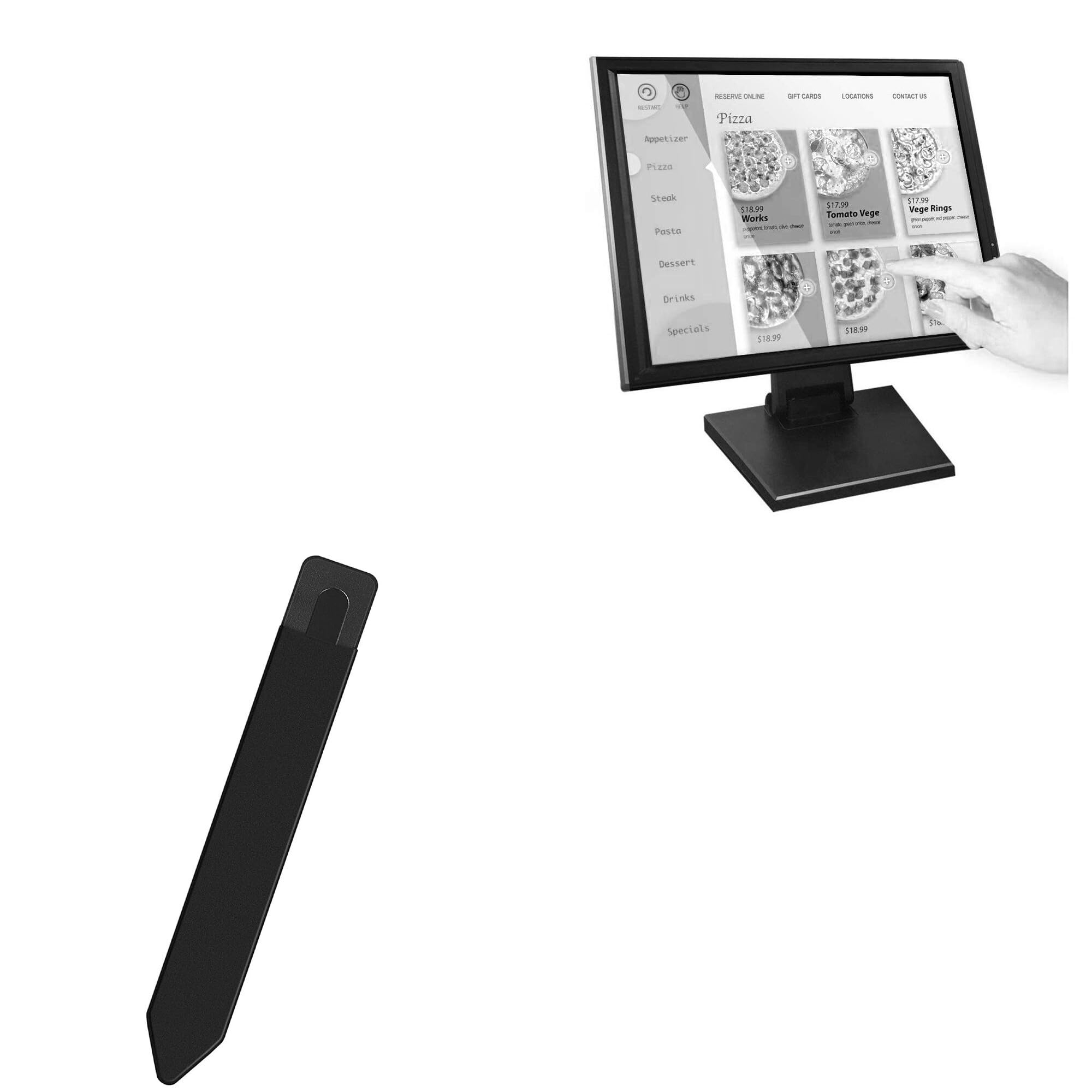 BoxWave Stylus Pouch Compatible with Angel POS 1006017 (17 in) - Stylus PortaPouch, Stylus Holder Carrier Portable Self-Adhesive for Angel POS 1006017 (17 in) - Jet Black